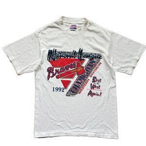 Vintage 90s Atlanta Braves 1992 National League Champions Shirt L MLB Trench